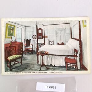 Washington's Bedroom in The Headquarters Valley Forge PA 1920s Postcard